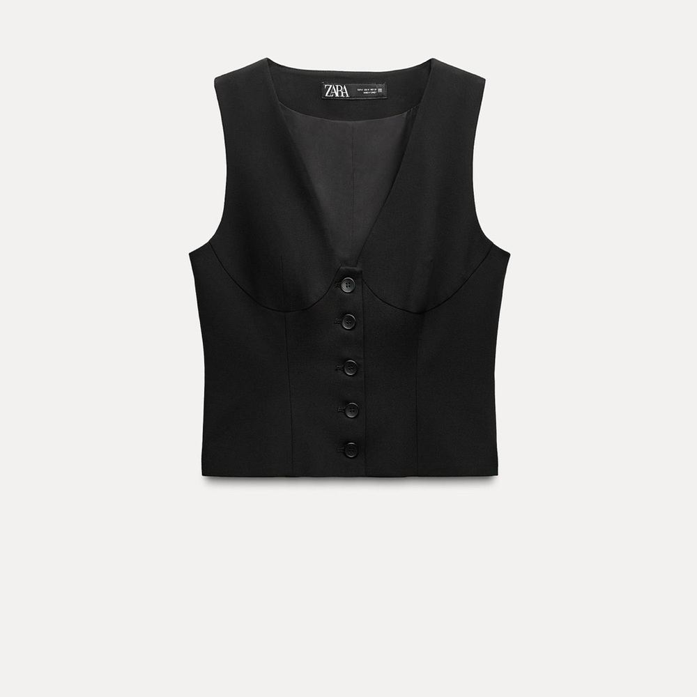 Zara Black Button-Up Vest